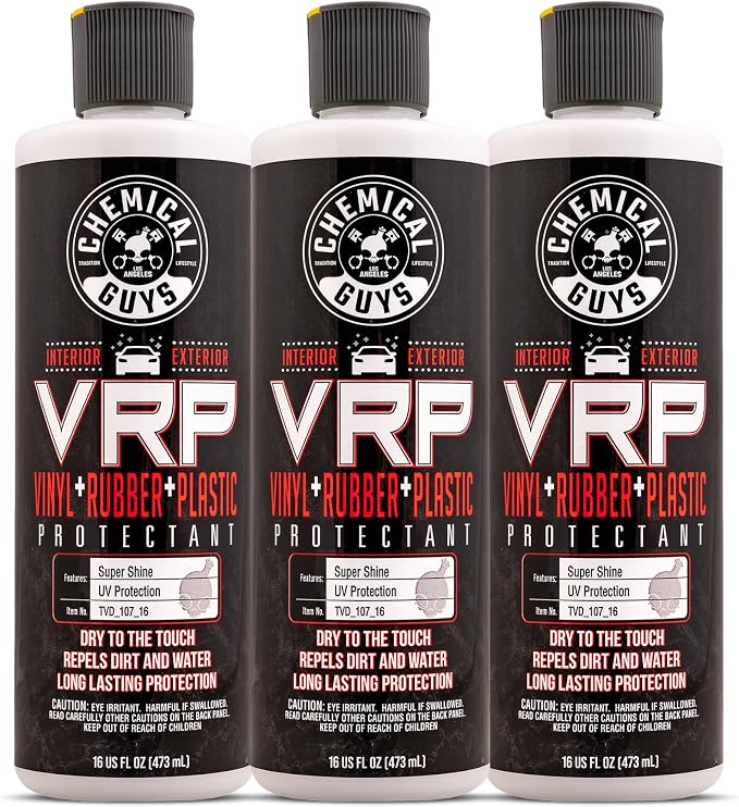 Chemical Guys, VRP Vinyl, Rubber & Plastic Dressing, Dry to Touch, 3-Pack | Satin shine on tires, trim, dashboards and weatherstripping, non-greasy and dry to the touch, indoors or out