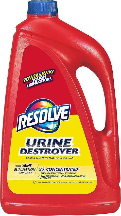Resolve Urine Destroyer Steam Carpet Cleaner Solution – 2X Concentrated Formula Urine Eliminator for Pet Stains & Odors, Safe for Bissell, Hoover & Rug Doctor, 60 fl oz