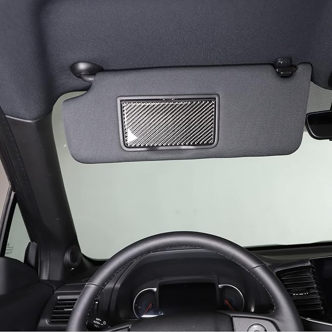 Car Sun Visor Panel Trim Cover Sticker for Honda Pilot 2016-2022/ Ridgeline 2017-2023/ Passport 2019-2023, Car Visor Makeup Mirror Panel Trim Cover, Carbon Fiber (Exterior Threshold_Black)