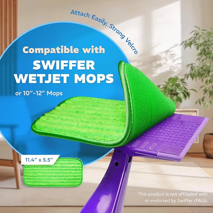 2 Pack Reusable Mop Pads, Compatible with Wet Jet, Wet Pads Refill for WetJet, Microfiber Cloths for Hardwood Floors Cleaning, Machine Washable Mop Pads, Wet Dry Use