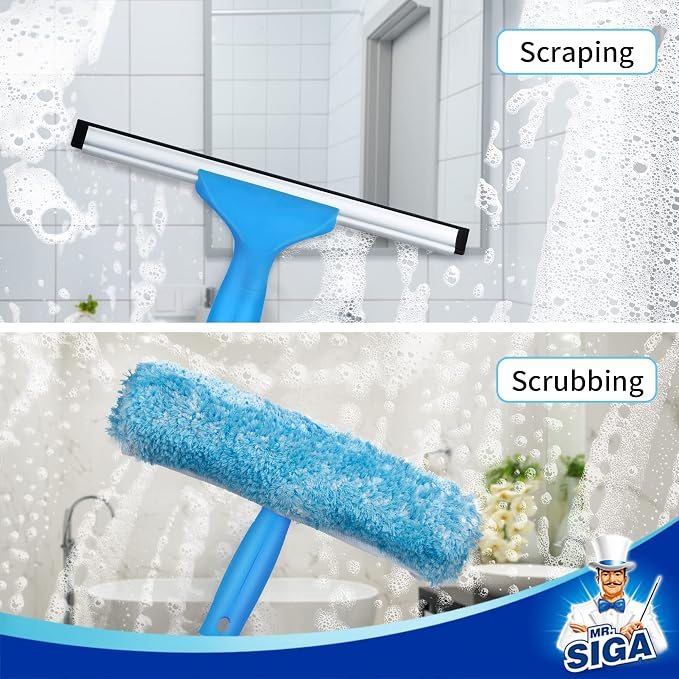 MR.SIGA Window Squeegee Extension Pole, 4 Pieces Aluminum Pole, 54.3 inch | Compatible with MR.SIGA professional window squeegee & microfiber windowscrubber