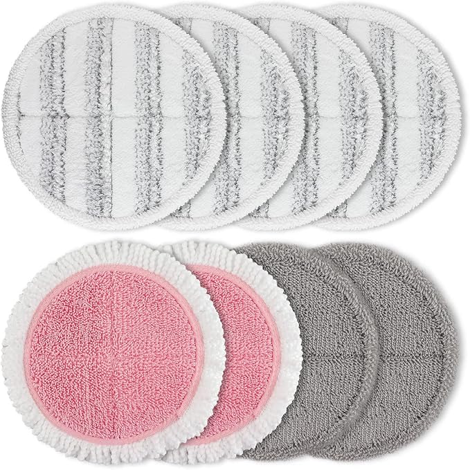 Spin Cordless Electric Mop Pads: 7.5/7.48/7.28/7 Inch Steam/Electric Mop Pads Replacement for Vmai/eous/idoo/alfabot/devoac - Round Velcro Scrubber Reusable Mop Pads Refill for Floor Cleaning 8 Pack