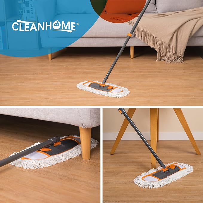CLEANHOME Microfiber Mop Pads 4 Pieces for Floor Cleaning | Fit CLEANHOME Dust Mop: B09PBPGSJ3, Full Polyester Microfiber Replacement Pads