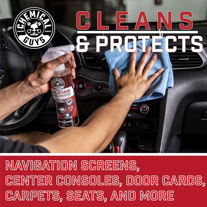 Chemical Guys, Total Interior Cleaner & Protectant, Black Cherry, 16 oz | Cleans leather, vinyl, plastic and glass in one step with a Black Cherry scent and a fresh, factory-style finish