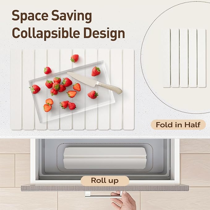 Large Stone Drying Mat for Kitchen Counter 24x16 Inch, Premium Diatomaceous Earth Super Absorbent | Quick Dry Non-Slip Collapsible Dish Mat for Dishes Utensils Cups | Eco-Friendly Counter Protector
