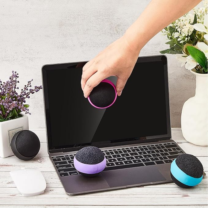 16 Pack Touch Screen Cleaner Balls Phone Cleaning Ball Microfiber Touch Car Screen Glass Cleaner for Computer Laptop Monitor Camera Lens Gift(Black,Blue,Rose Red,Purple)