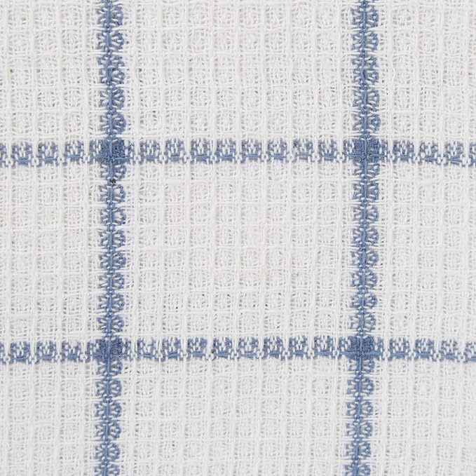 DII Scrubber Dishcloths Collection Windowpane Dishrag Set, 12x12, White/Stonewash Blue Stripe, 6 Piece