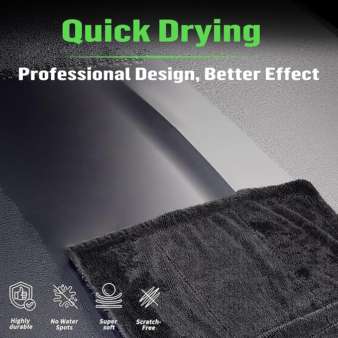 Deedlite Bath Shower Cleaning Cloths, Premium Car Drying Towel | Ultra Absorbent Twisted-Loop Design| Microfiber Towel for Car, Shower Cabin, Household