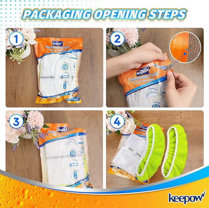 KEEPOW Reusable XL Wet Pads Refills for Swiffer XL Mop Sweeper, 2 Pack | X-Large Dry-sweeping / Wet-mopping Microfiber Cloths for Surface/Hardwood Floor Cleaning