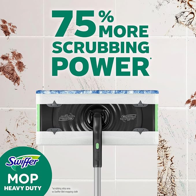 Swiffer Heavy Duty Mop Wet Multi-Surface Cloth Refills for Floor Mopping and Cleaning, Pet with Febreze Odor Defense, 20 count