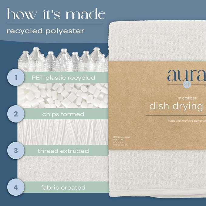 S&T INC. AURA Dish Drying Mat XL, 18” x 24”, Made from Recycled Materials, Absorbent Microfiber Kitchen Counter Mat, Dish Drying Pad for Dishes, Utensils, Pots and Pans, Extra Large, Charcoal