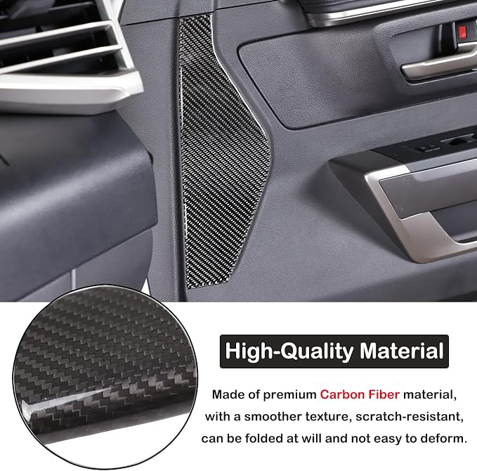Aunginsy Car Inner Door Anti-Collision Cushion Protector Stickers Compatible with Toyota Tundra/Sequoia 2022 2023 2024 Truck Real Carbon Fiber Decorative Sticker Protection Cover Interior Accessories