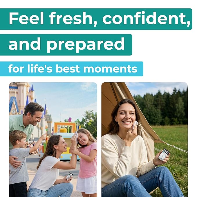 Impossibly Compact Travel Flushable Wipes - 99.5% Water and Aloe - Safe for Sensitive Skin - Travel Essentials for Adults & Kids, Mint, 8 Pack 48 Wipes