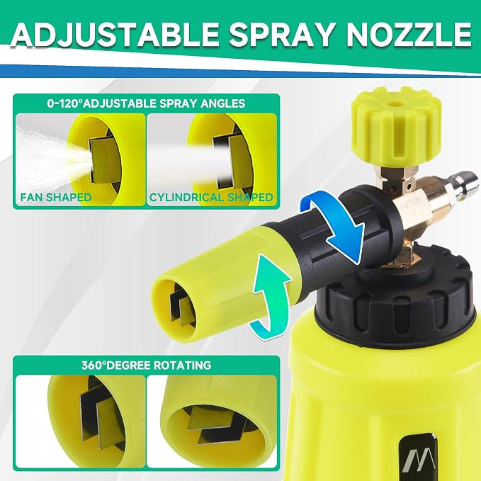 M MINGLE Pressure Washer Gun with Foam Cannon, 64 Fl Oz Car Wash Soap | 5 Power Washer Nozzle Tips, Adjustable Thick Foam, Car Wash Foam Gun for Car Washing, Patio Cleaning, 4000 PSI