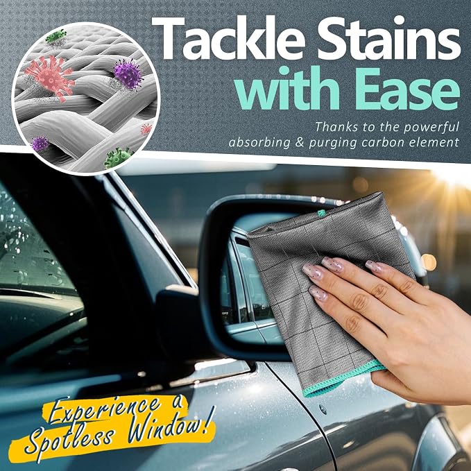 Airlab Glass Polishing Streak Free Miracle Cleaning Cloth, Grey-Green | Lint Free Microfiber Cleaning Rags for Glasses Kitchen Dish Mirrors Easy Clean,12 x 12 Inches, Pack of 3