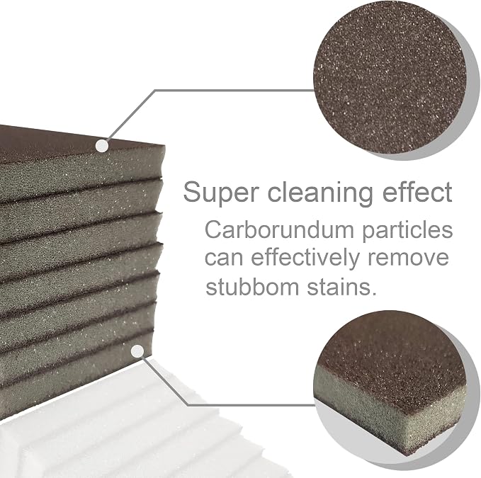 Krisler Carborundum Sponge Nano Emery Sponges Caspian Stone Pot Clean Brush Rust Eraser Grit Scouring Pads Pot Cleaning Pads with Carborundum Washing Kitchen Cleaner Tool 8pc