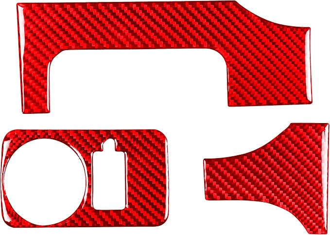 Red Real Carbon Fiber Trim for Ford Mustang Accessories | for GT Shelby 2005 2006 2007 2008 2009 Headlight Switch Panel Cover Interior Thick Overlay Decal 3PCs