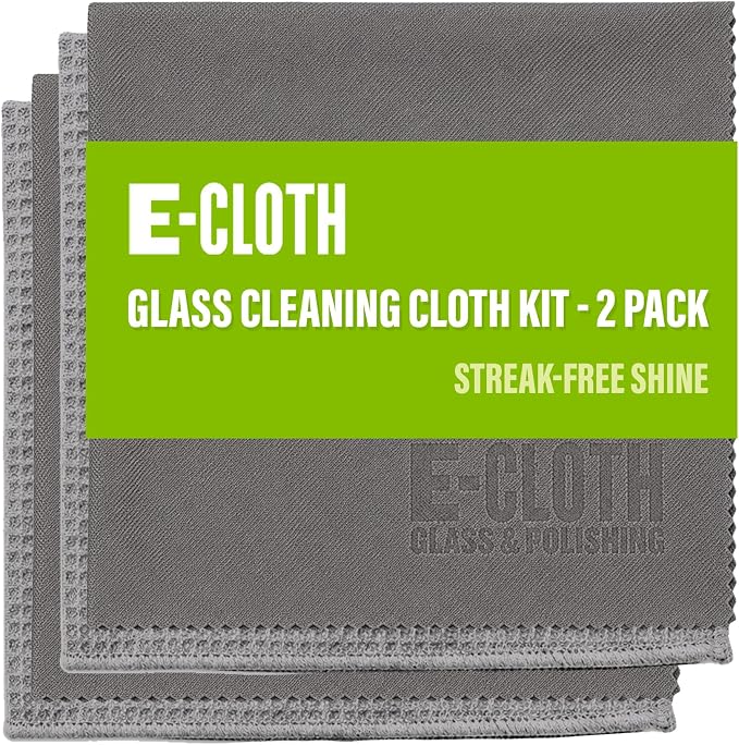 E-Cloth Window and Glass Cleaner Kit, Just Add Water - 2 Kits | Chemical-Free Cleaning - Reusable & Machine Washable Towel, Versatile Use for Mirrors, Cars, & Lenses, Alaskan Blue
