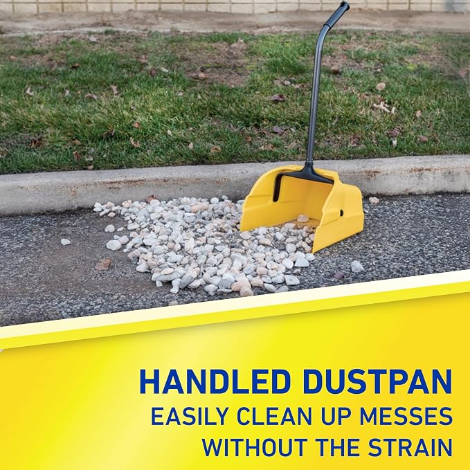 Quickie Debris Dustpan with Handle, Jumbo Debris Pan, Trash Collection for Industrial/Professional Cleaning