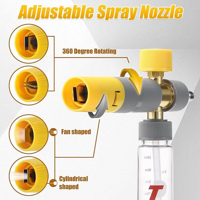 Tool Daily Mini Foam Cannon for Pressure Washer, Dual Connector | 5 Power Washer Spray Nozzle Tips, 1/4 Inch Quick Connect