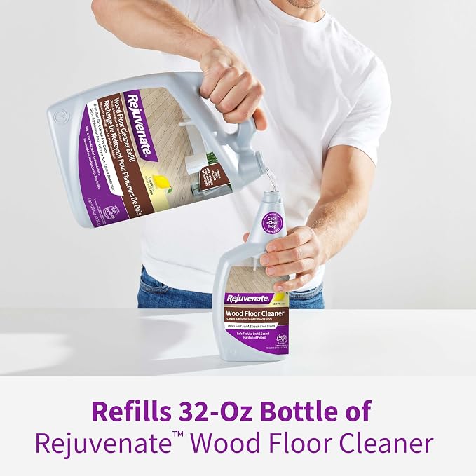 Rejuvenate Wood Floor Cleaner Refill, 1 Gallon, Cleans and Protects All Sealed Hardwood Floors and Dries Fast for a Streak-Free Clean, 2 Pack