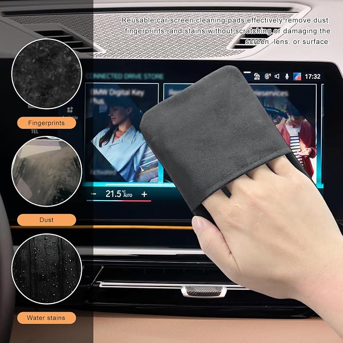 Car Screen Cleaner, Microfiber Dashboard Cleaning Wipes, Vehicle Touch Screen Pad Universal Cleaning Tool for Vehicle Dashboard Display, Car Cleaning Kits (Gray)