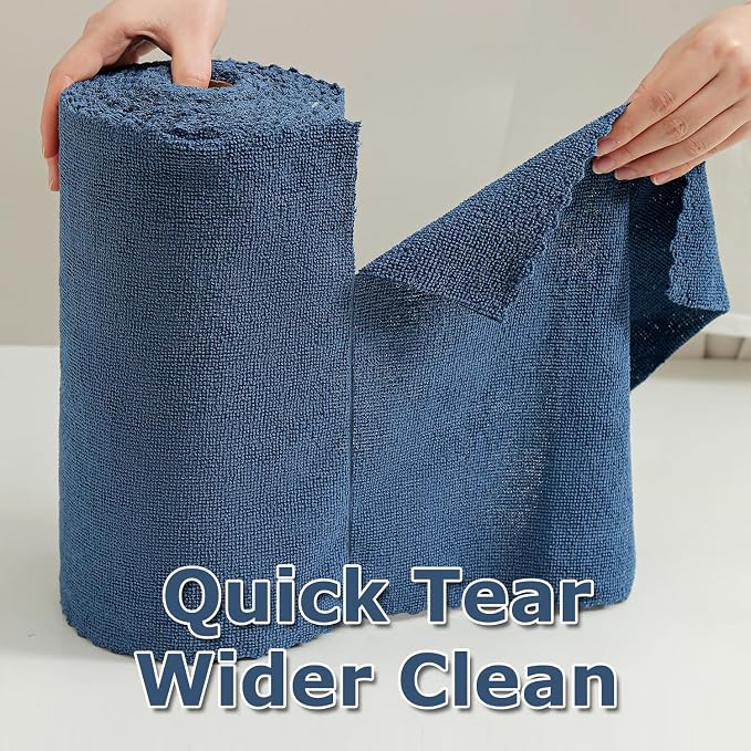 Jessy Home 80 Pack Microfiber Cleaning Cloth Roll Reusable Paper Towels 12"x12" Tear Away Cloth, Microfiber Towels for Cars, Wash Cloths, Lint Free Rags for House,Kitchen,Window,Cleaning Supplies