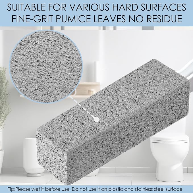 12 Pack Pumice Stone Toilet Bowl Cleaner with Extra Long Handle, Pumice Stone for Toilet Cleaning Toilet Stain Remover Heavy Duty Pumice Toilet Scrubber Brush Removes Hard Water Stains Limescale
