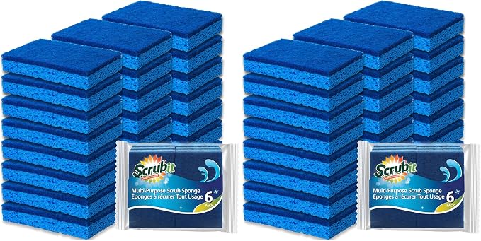 Scrubit Non-Scratch Cleaning Scrub Sponges- Scrubbing Dish Sponge Ideal for Washing Kitchen,Dishes, Bathroom &More – Dishwashing Sponge Along with A Thought Scrubber – 24 sponges (Pack of 2)