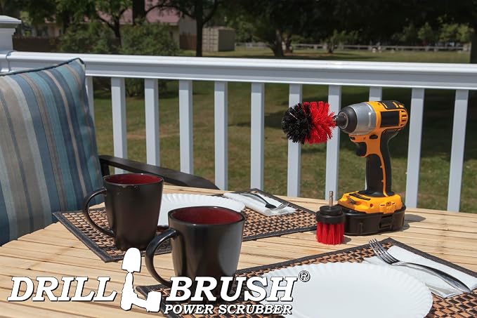 2 Piece Outdoor Cleaning Scrub Brushes - Deck and Patio Scrubbing Tools | Siding Cleaning Brush Set - Brick and Stone Scrubbing Tools Set - Fireplace Cleaning Brushes - Gutter Cleaning Tools for Home