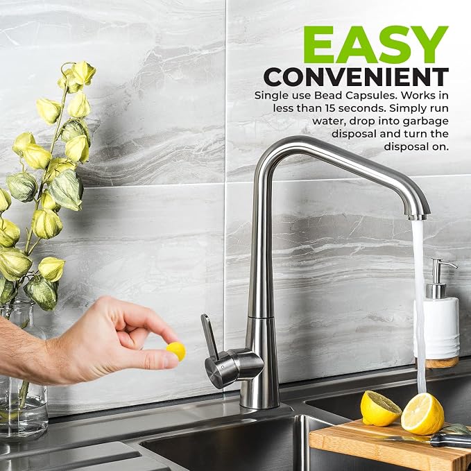 60-Count Sink Garbage Disposal and Drain Cleaner Pods, Freshener & Deodorizer Lemon Scent Capsules