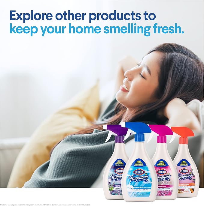 Clorox Fraganzia Refresher Spray, Morning Sky Scent - Multi-Use Fabric and Linen Freshener Spray, Odor Eliminator for Home, Couches, Curtains, and Upholstery, 22 Fl Oz