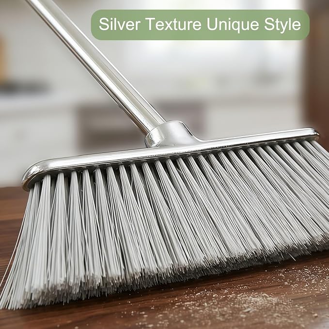 Indoor Soft Bristle Broom, 13-Inch Angle Head, Adjustable Handle