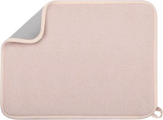 GeeRic Microfiber Dish Drying Mat Happy New Year, Super Absorbent Kitchen Dish Drying Pad for New Year Gift, Reversible for Countertop, 17.8 * 23.6 inch Beige