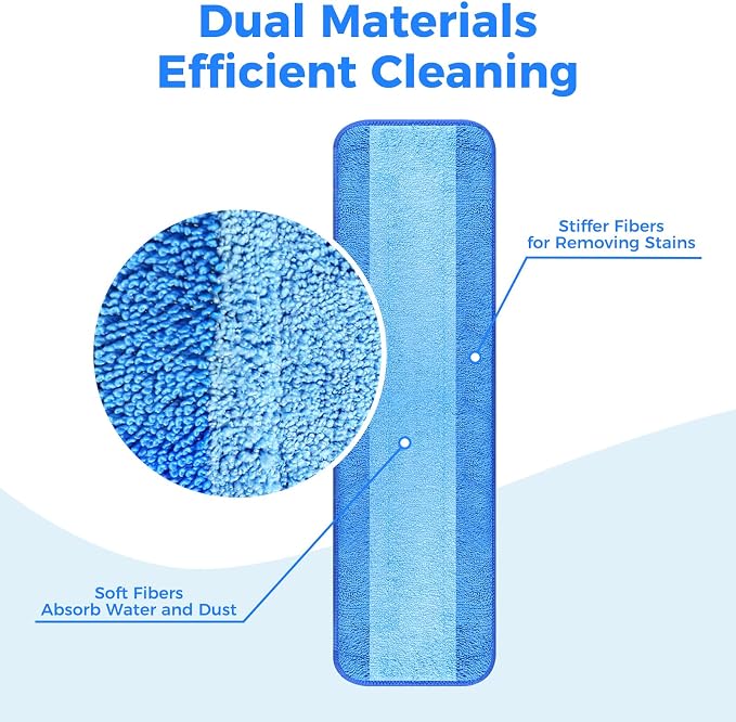 8-Pack 18 Inch Microfiber Mop Pads Compatible with Bona, Washable Reusable | Double-Sided Microfiber, Fits Bona And Similar 18 Inch Mops, For Hardwood, Tile, Laminate, Stone, Vinyl Floors