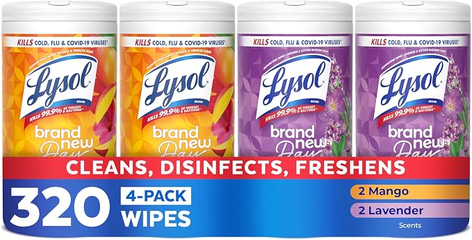 LYSOL Disinfecting Wipes, Multi-Surface, Lavender + Mango, 80 ct. (4 Pack)