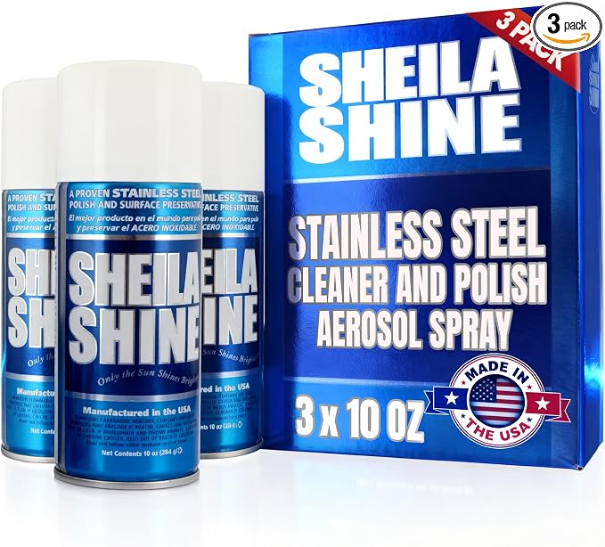Sheila Shine 3 x 10oz Stainless Steel Cleaner and Polish - Removes Grease, Fingerprint & Watermark - Kitchen Appliances, Refrigerators, Sinks, Ovens & Grills - Stainless Steel Cleaning Spray