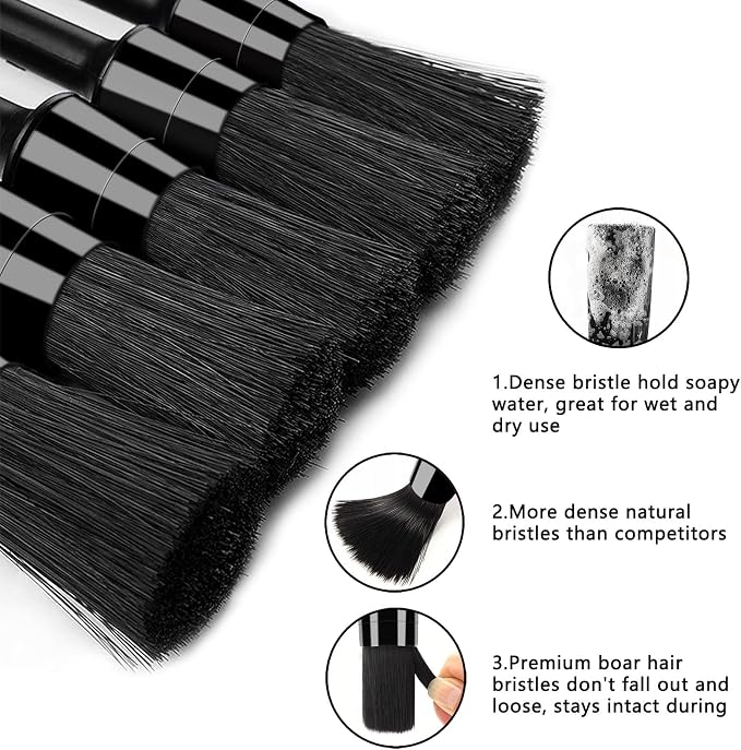 HMPLL 9pcs Auto Car Detailing Brush Set Car Interior Cleaning Kit | Includes 5 Soft Detail Brush, 3 Wire Brush & 1 Vent Cleaning Brush for Cleaning Interior, Dashboard, Engines, Leather, Wheel