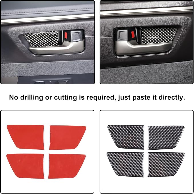 Toyota Tundra/Sequoia 2022-2024 Non-Marking Car Door Bowl Protector - Real Carbon Fiber 3D Sticker, Scratch Protective Film