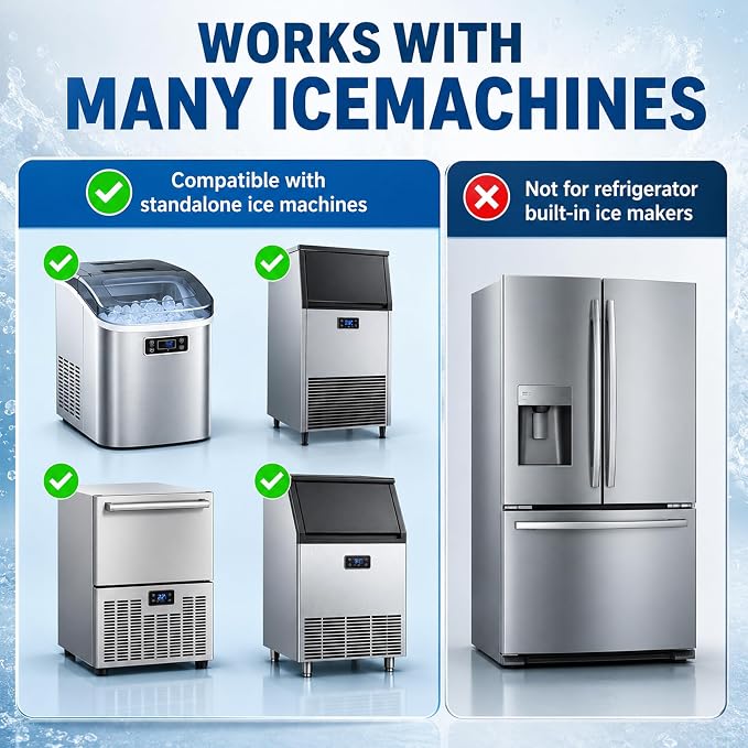 Ice Machine Cleaner Tablets Descaler, 24 Count Nickel Safe Ice Maker Cleaner Tablets, Compatible with Countertop, Nugget, Opal, Kitchenaid, GE Profile, Food-Grade Formula, Effective Descaling