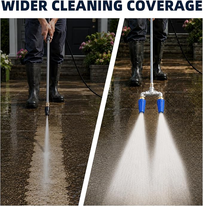 Dual Turbo Nozzle Pressure Washer, 1/4-Inch Quick Connect, 4000 PSI | Twin 360° rotating turbo tips, 4-6 GPM, 2.0 orifice for power washer cleaning of driveways, concrete, patios and decks