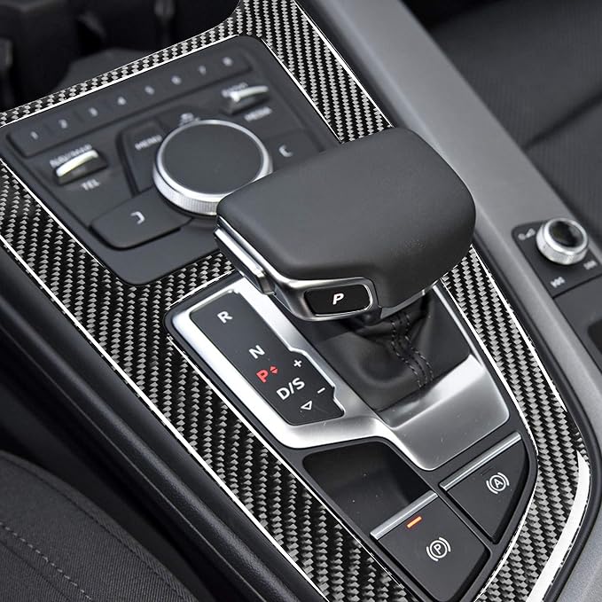 Real Carbon Fiber Trim for Audi Accessories | for B9 A4 S4 A5 S5 2020-2025 / RS5 2021-2025 Center Console Gear Shift Panel Frame Interior Thick Overlay Decal - A