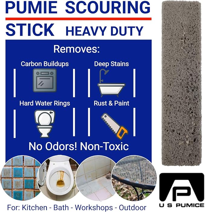 PUMIE 3 Pack Scouring Stick, Toilet Bowl Ring Remover, Heavy Duty Extra Strong Pumice Cleaning Bar, Pumice Stone for Cleaning Toilet Rings, Bathroom & Kitchen Stains by USPumice