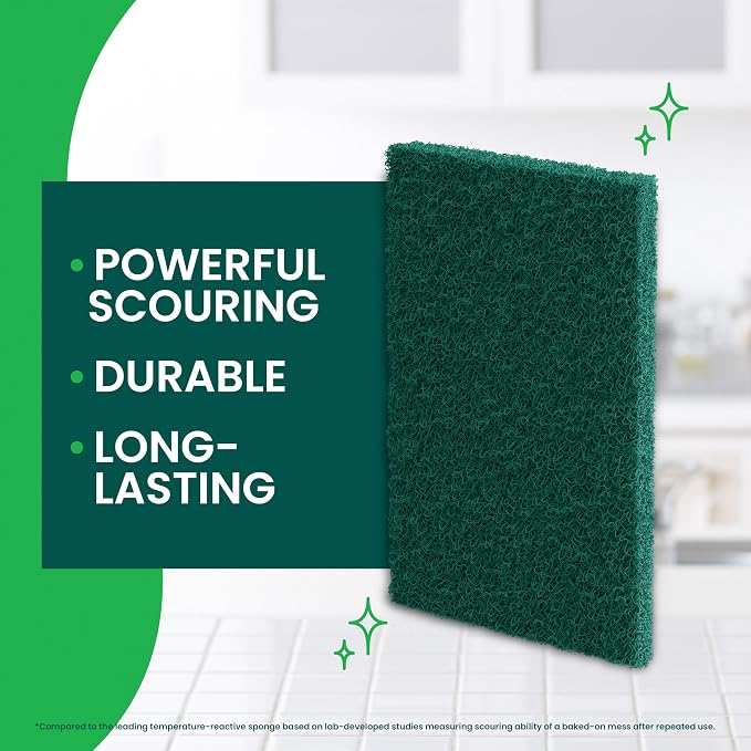 Scotch-Brite Heavy Duty Scouring Pad,Dish Scrubber for Kitchen + Outdoor,8 Scrub Pads for Uncoated Pots and Pans,Cast Iron Cooktops,Grill Grates,Oven Racks,& BBQ,Durable,Long-Lasting,(Pack of 12)