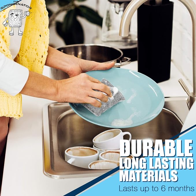 Kitchen Sponges for Dishes, Scouring Pads Non Scratch Scrubbers | Multi-surface non-metal dish scouring scrubbers for fast cleaning; heavy duty, non-scratch scrubbing sponges