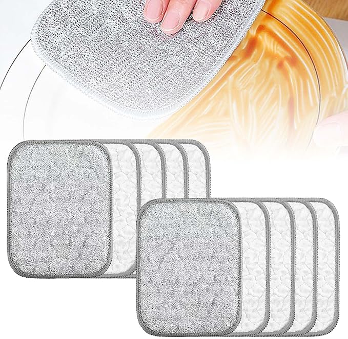Fuiyuqa Multipurpose Wire Dishwashing Rags for Wet and Dry, Reusable Wire Miracle Cleaning Cloths, Round Wire Washing Cloth, Non Scratch Wire Dishcloth for Kitchen, Sinks, Pots, Pans (10PCS)