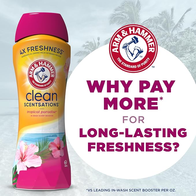 Arm & hammer In-Wash Scent Booster, Tropical Paradise, 24 oz | In-Wash Laundry Fragrance, Tropical Paradise Scent, Lasting Freshness for Clothes and Towels, Laundry Additive