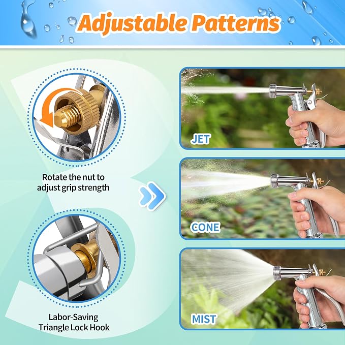 AUTOMAN Full Size Garden Hose Nozzle, High Pressure Pistol Grip Water Nozzle Sprayer with Threaded Front, Adjustable Spray Water Flow for Washing Car, Cleaning Ground, Watering Plants, Showering Pet