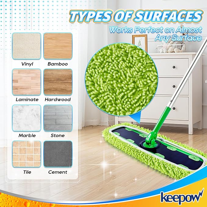 KEEPOW Reusable XL Mop Pads Compatible with Swiffer XL Sweeper, XL Dry Sweeping Cloths, XL Wet Mopping Cloths, Washable Microfiber XL Wet Pads Refills for Surface/Hardwood Floor Cleaning, 8 Pack | XL Dry Sweeping Cloths, XL Wet Mopping Cloths, Washable...
