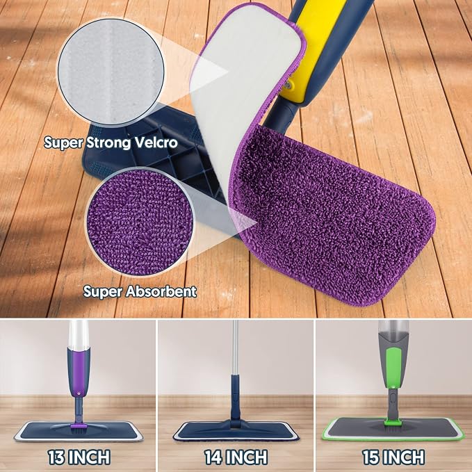 7 Pack Washable Reusable Mop Pads for Swiffer PowerMop: Wet Mops Refills | PowerMop Microfiber Refills, Machine Washable, Hard Floor Mop Pads Replacement, for 13''-15'' Spray Mops Multi-surface Floors